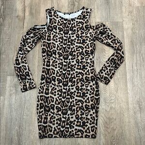 Leopard Print Cold Shoulder Dress